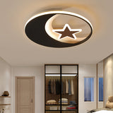 Cute Black LED Flush Ceiling Light Crescent Star Acrylic Ceiling Lamp for Boys Girls Bedroom Brown Warm Clearhalo 'Ceiling Lights' 'Close To Ceiling Lights' 'Close to ceiling' 'Flush mount' Lighting' 197934