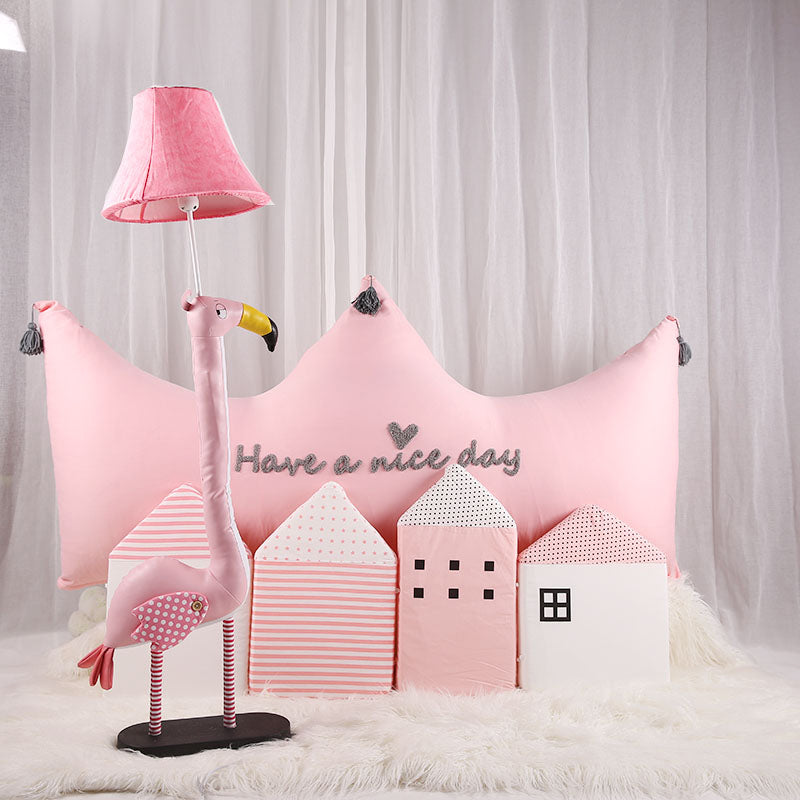 Cute Animal Floor Light One Light Fabric Floor Lamp with Bell Shade for Child Bedroom Kindergarten Pink Bird Clearhalo 'Floor Lamps' 'Lamps' Lighting' 197955