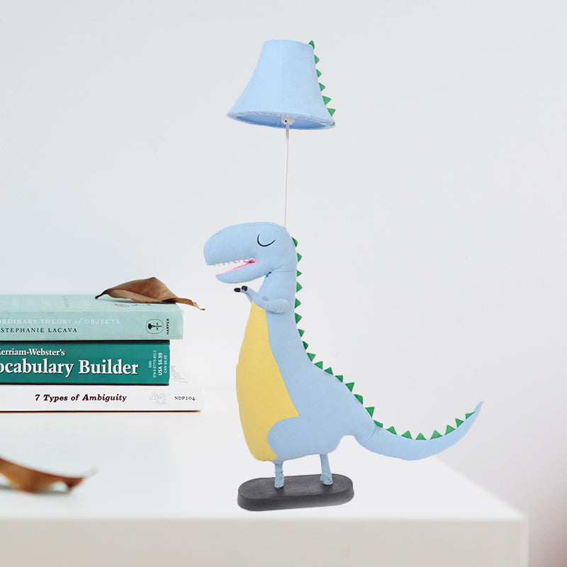 Cartoon Style Floor Lamp Dinosaur 1 Light Fabric Floor Light for Boys Bedroom Study Room Blue Clearhalo 'Floor Lamps' 'Lamps' Lighting' 198049