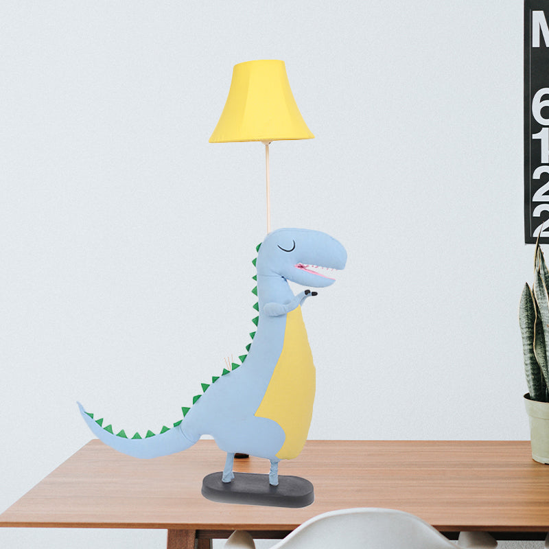 Cartoon Style Floor Lamp Dinosaur 1 Light Fabric Floor Light for Boys Bedroom Study Room Yellow Clearhalo 'Floor Lamps' 'Lamps' Lighting' 198053