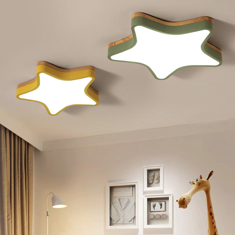 Acrylic Wood Star Flush Ceiling Light Cartoon LED Ceiling Light for Kindergarten Room Clearhalo 'Ceiling Lights' 'Close To Ceiling Lights' 'Close to ceiling' 'Flush mount' Lighting' 198061