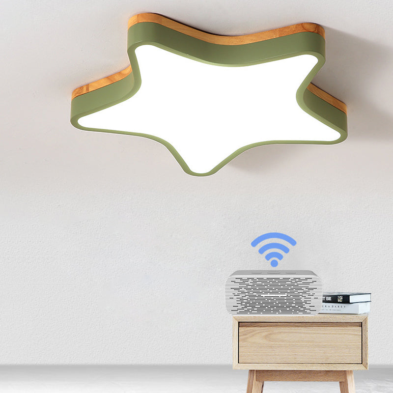 Acrylic Wood Star Flush Ceiling Light Cartoon LED Ceiling Light for Kindergarten Room Green Clearhalo 'Ceiling Lights' 'Close To Ceiling Lights' 'Close to ceiling' 'Flush mount' Lighting' 198062