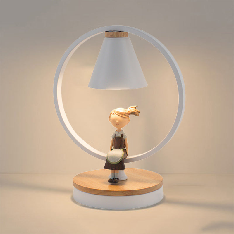 Kids Bedroom Conical Desk Light with Gild Deco Resin 1 Head Modern Stylish White Table Light White Clearhalo 'Lamps' 'Table Lamps' Lighting' 198088