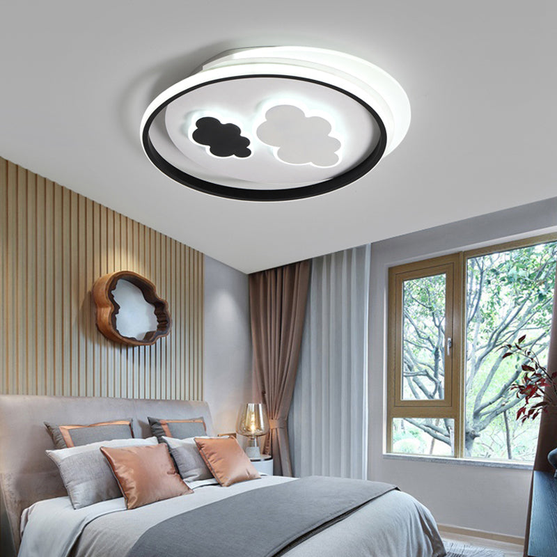 Black & White Cloud Ceiling Lamp Cartoon Acrylic LED Ceiling Mount Light for Kindergarten Black White Clearhalo 'Ceiling Lights' 'Close To Ceiling Lights' 'Close to ceiling' 'Flush mount' Lighting' 198096