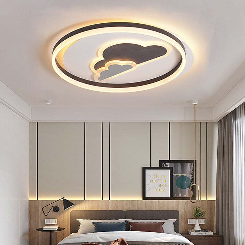 Cloud Slim Panel Flush Ceiling Light Modern Acrylic LED Ceiling Fixture in White for Baby Room Clearhalo 'Ceiling Lights' 'Close To Ceiling Lights' 'Close to ceiling' 'Flush mount' Lighting' 198107