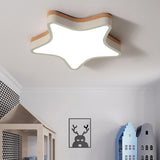 Nursing Room Star Flush Ceiling Fixture Acrylic & Wood Nordic Slim Panel Ceiling Lamp White 18" Clearhalo 'Ceiling Lights' 'Close To Ceiling Lights' 'Close to ceiling' 'Flush mount' Lighting' 198121