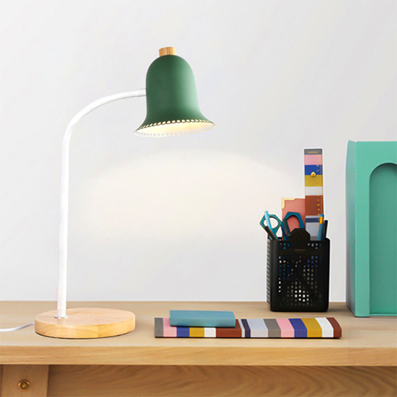 Metal Bell Small Reading Light Child Bedroom Single Head Nordic Style Desk Light Green Clearhalo 'Lamps' 'Table Lamps' Lighting' 198171