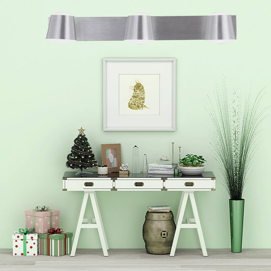 Tapered Living Room Vanity Sconce Simple Style Metal 1/2/3 Heads Silver Wall Light Fixture in Warm/White Light Clearhalo 'Wall Lamps & Sconces' 'Wall Lights' Lighting' 1981729