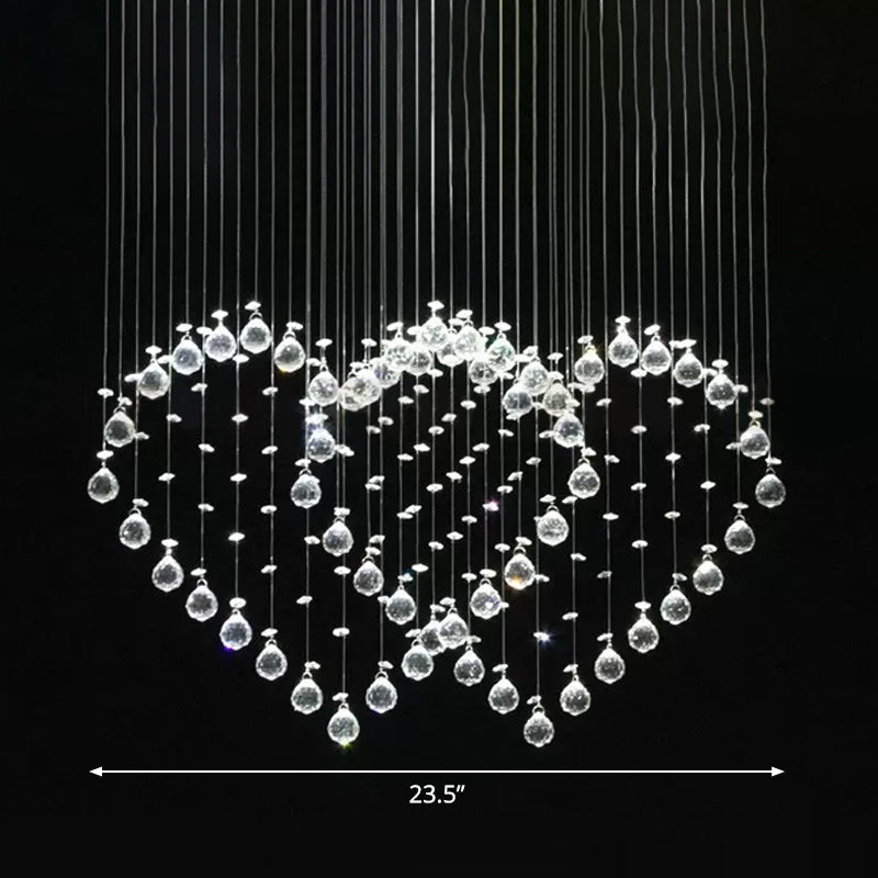 Modern Heart Shaped Flush Light 3/5/6 Heads Clear Crystal Flush Mount Ceiling Light Fixture in Stainless Steel Clearhalo 'Ceiling Lights' 'Close To Ceiling Lights' 'Close to ceiling' 'Flush mount' Lighting' 1981786