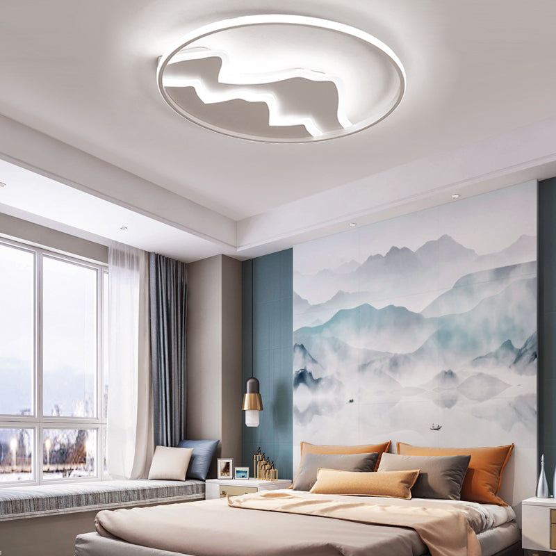 Acrylic Mountain Ceiling Light Living Room Hallway Modern LED Flushmount Light in White White White Clearhalo 'Ceiling Lights' 'Close To Ceiling Lights' 'Close to ceiling' 'Flush mount' Lighting' 198182