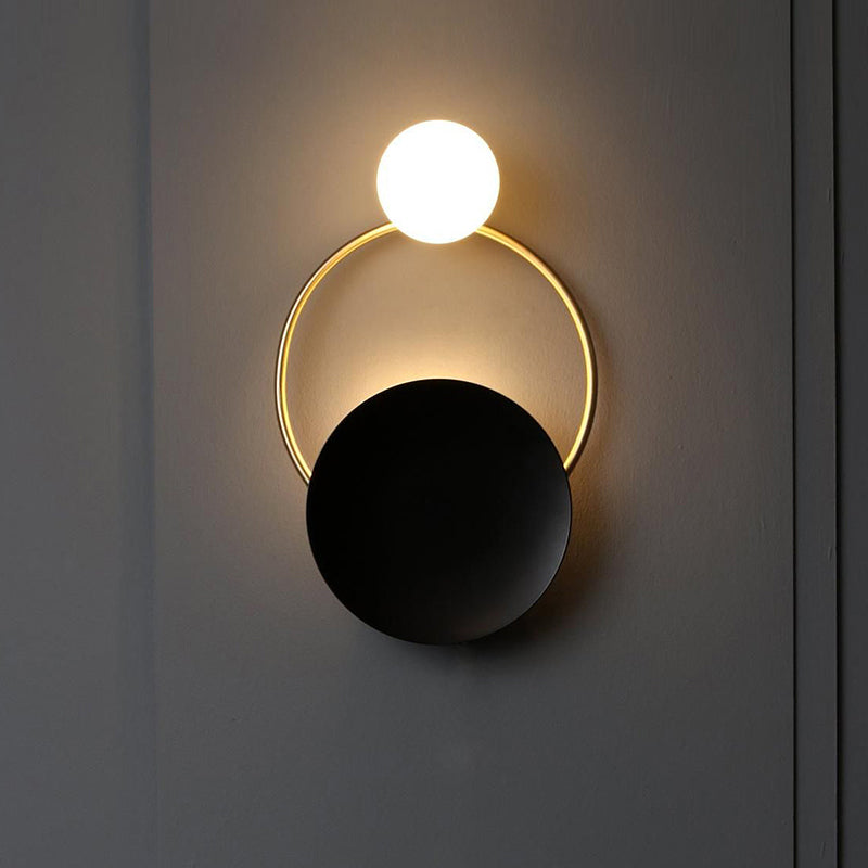 Postmodern Orbit/Ellipse/Circle Wall Lamp Metal 1 Light Living Room Wall Mounted Lighting in Gold Clearhalo 'Cast Iron' 'Glass' 'Industrial' 'Modern wall lights' 'Modern' 'Tiffany' 'Traditional wall lights' 'Wall Lamps & Sconces' 'Wall Lights' Lighting' 1981869