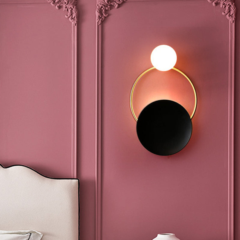 Postmodern Orbit/Ellipse/Circle Wall Lamp Metal 1 Light Living Room Wall Mounted Lighting in Gold Clearhalo 'Cast Iron' 'Glass' 'Industrial' 'Modern wall lights' 'Modern' 'Tiffany' 'Traditional wall lights' 'Wall Lamps & Sconces' 'Wall Lights' Lighting' 1981870
