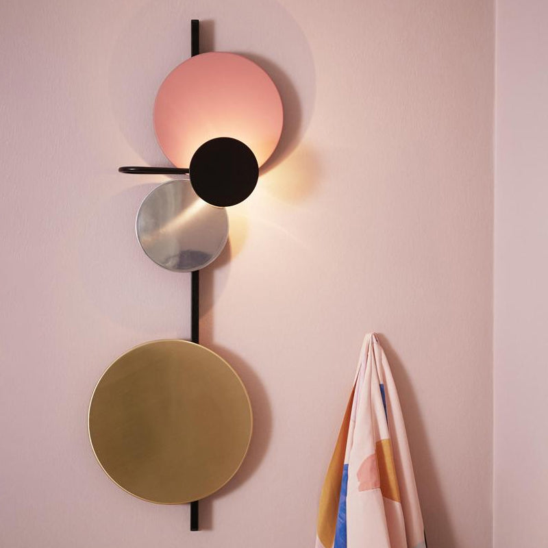 Moveable Moon Wall Light Nordic Metal Black/White/Pink LED Flush Mount Wall Sconce in White/Yellow Light Pink Clearhalo 'Cast Iron' 'Glass' 'Industrial' 'Modern wall lights' 'Modern' 'Tiffany' 'Traditional wall lights' 'Wall Lamps & Sconces' 'Wall Lights' Lighting' 1981873