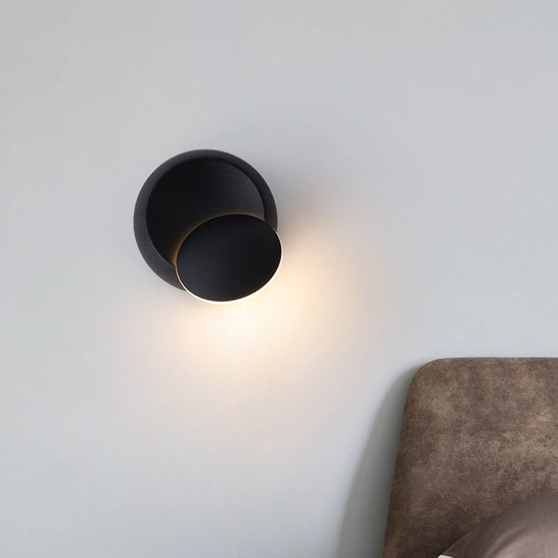 Moveable Moon Wall Light Nordic Metal Black/White/Pink LED Flush Mount Wall Sconce in White/Yellow Light Clearhalo 'Cast Iron' 'Glass' 'Industrial' 'Modern wall lights' 'Modern' 'Tiffany' 'Traditional wall lights' 'Wall Lamps & Sconces' 'Wall Lights' Lighting' 1981888