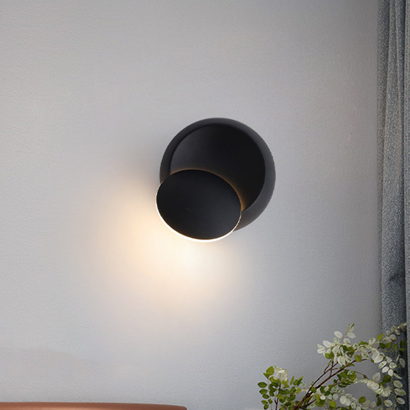 Moveable Moon Wall Light Nordic Metal Black/White/Pink LED Flush Mount Wall Sconce in White/Yellow Light Clearhalo 'Cast Iron' 'Glass' 'Industrial' 'Modern wall lights' 'Modern' 'Tiffany' 'Traditional wall lights' 'Wall Lamps & Sconces' 'Wall Lights' Lighting' 1981889