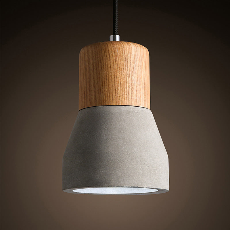 Bottle Shaped Kitchen Bar Drop Pendant Nordic Cement 1 Bulb Grey and Wood Hanging Ceiling Light Clearhalo 'Ceiling Lights' 'Modern Pendants' 'Modern' 'Pendant Lights' 'Pendants' Lighting' 1981904
