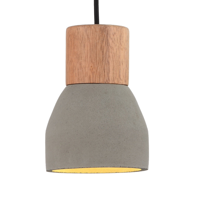 Bottle Shaped Kitchen Bar Drop Pendant Nordic Cement 1 Bulb Grey and Wood Hanging Ceiling Light Clearhalo 'Ceiling Lights' 'Modern Pendants' 'Modern' 'Pendant Lights' 'Pendants' Lighting' 1981906