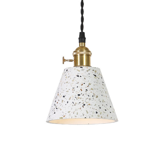 Nordic 1-Bulb Hanging Pendant White Disc/Cone/Cylinder Suspension Lighting with Terrazzo Shade Clearhalo 'Ceiling Lights' 'Modern Pendants' 'Modern' 'Pendant Lights' 'Pendants' Lighting' 1981911