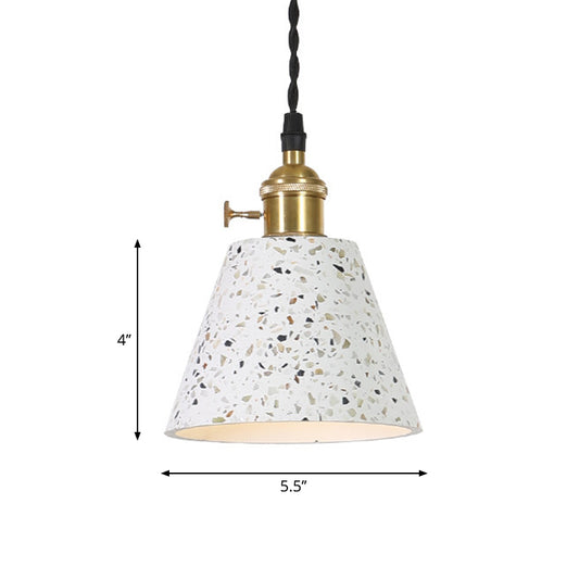 Nordic 1-Bulb Hanging Pendant White Disc/Cone/Cylinder Suspension Lighting with Terrazzo Shade Clearhalo 'Ceiling Lights' 'Modern Pendants' 'Modern' 'Pendant Lights' 'Pendants' Lighting' 1981912