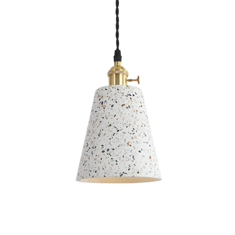 Nordic 1-Bulb Hanging Pendant White Disc/Cone/Cylinder Suspension Lighting with Terrazzo Shade Clearhalo 'Ceiling Lights' 'Modern Pendants' 'Modern' 'Pendant Lights' 'Pendants' Lighting' 1981915