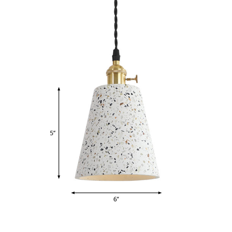 Nordic 1-Bulb Hanging Pendant White Disc/Cone/Cylinder Suspension Lighting with Terrazzo Shade Clearhalo 'Ceiling Lights' 'Modern Pendants' 'Modern' 'Pendant Lights' 'Pendants' Lighting' 1981916