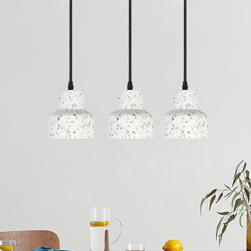 Nordic 1-Bulb Hanging Pendant White Disc/Cone/Cylinder Suspension Lighting with Terrazzo Shade White B Clearhalo 'Ceiling Lights' 'Modern Pendants' 'Modern' 'Pendant Lights' 'Pendants' Lighting' 1981917