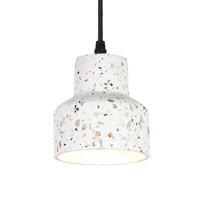 Nordic 1-Bulb Hanging Pendant White Disc/Cone/Cylinder Suspension Lighting with Terrazzo Shade Clearhalo 'Ceiling Lights' 'Modern Pendants' 'Modern' 'Pendant Lights' 'Pendants' Lighting' 1981918