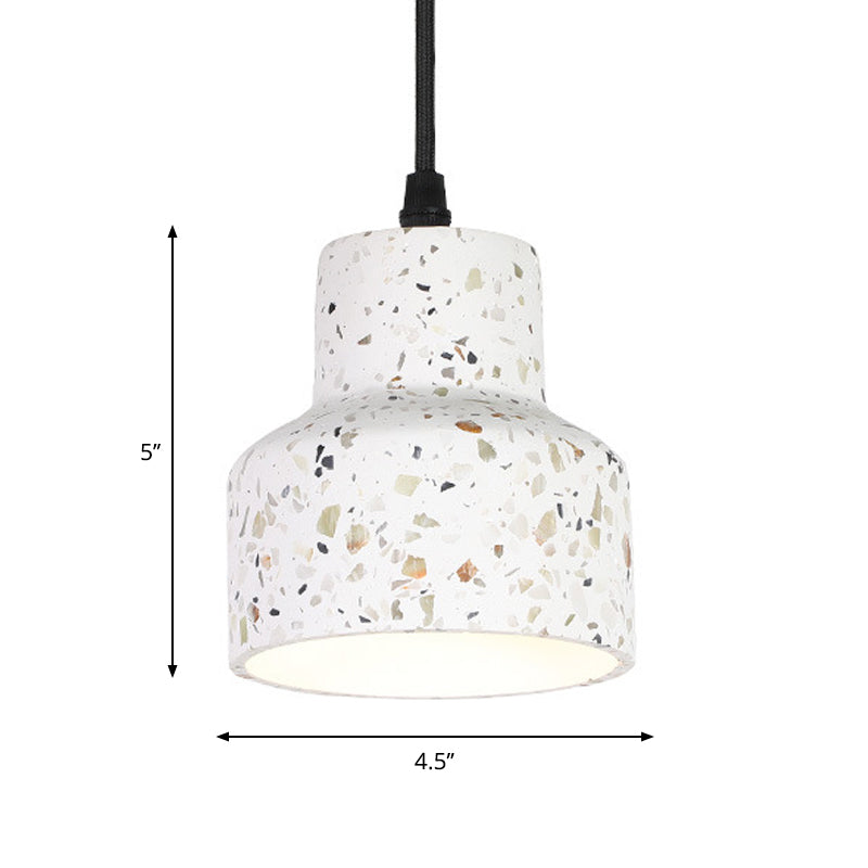 Nordic 1-Bulb Hanging Pendant White Disc/Cone/Cylinder Suspension Lighting with Terrazzo Shade Clearhalo 'Ceiling Lights' 'Modern Pendants' 'Modern' 'Pendant Lights' 'Pendants' Lighting' 1981919