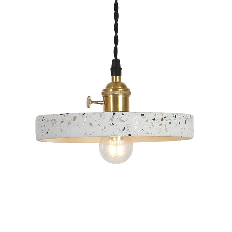 Nordic 1-Bulb Hanging Pendant White Disc/Cone/Cylinder Suspension Lighting with Terrazzo Shade Clearhalo 'Ceiling Lights' 'Modern Pendants' 'Modern' 'Pendant Lights' 'Pendants' Lighting' 1981921