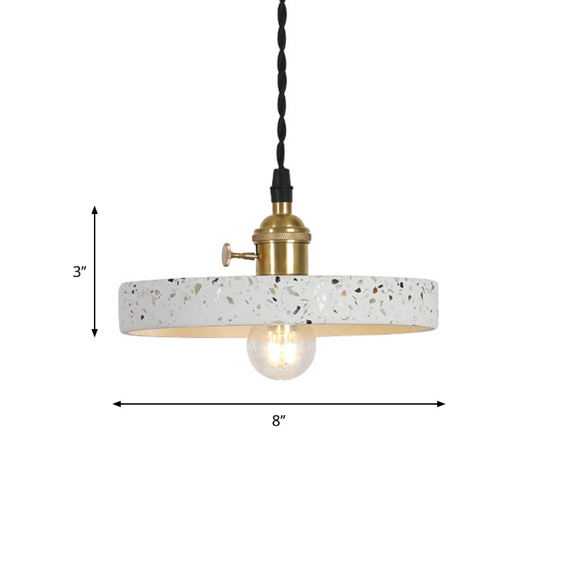 Nordic 1-Bulb Hanging Pendant White Disc/Cone/Cylinder Suspension Lighting with Terrazzo Shade Clearhalo 'Ceiling Lights' 'Modern Pendants' 'Modern' 'Pendant Lights' 'Pendants' Lighting' 1981922