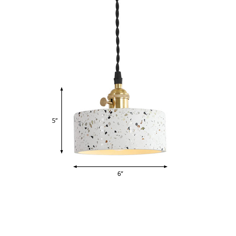 Nordic 1-Bulb Hanging Pendant White Disc/Cone/Cylinder Suspension Lighting with Terrazzo Shade Clearhalo 'Ceiling Lights' 'Modern Pendants' 'Modern' 'Pendant Lights' 'Pendants' Lighting' 1981925