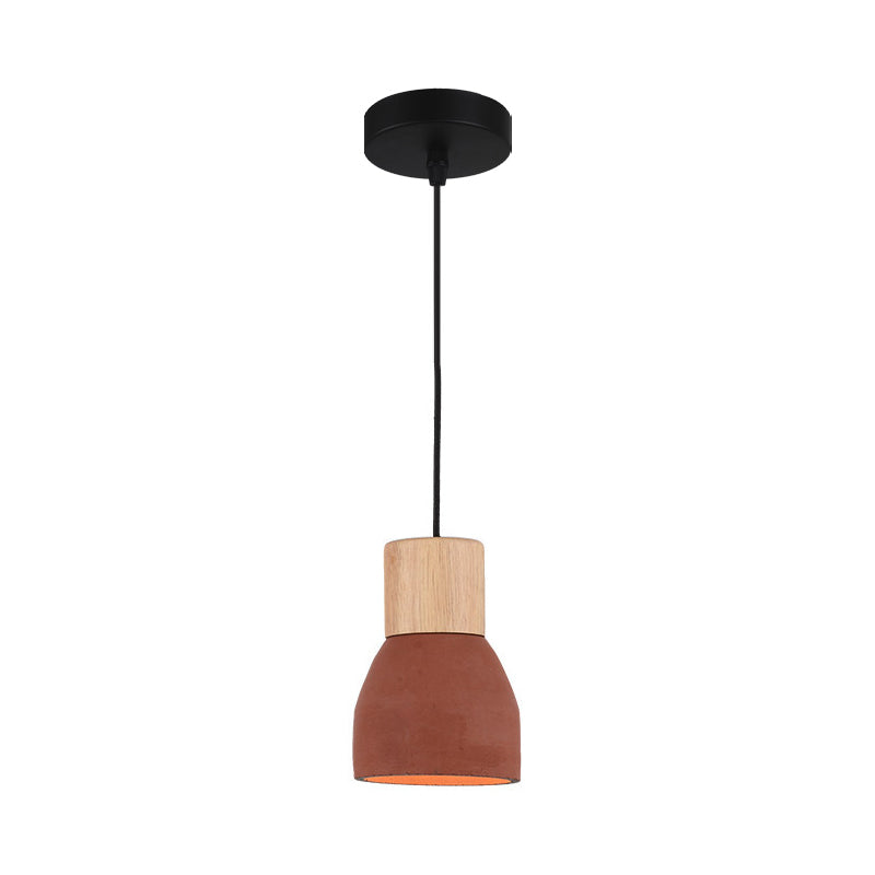 Black/Red/Green Bowl Small Drop Pendant Nordic 1 Head Cement Ceiling Hang Light with Wood Socket Clearhalo 'Ceiling Lights' 'Modern Pendants' 'Modern' 'Pendant Lights' 'Pendants' Lighting' 1981934