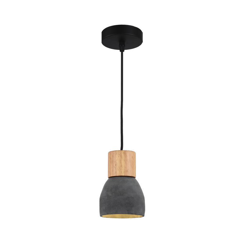 Black/Red/Green Bowl Small Drop Pendant Nordic 1 Head Cement Ceiling Hang Light with Wood Socket Clearhalo 'Ceiling Lights' 'Modern Pendants' 'Modern' 'Pendant Lights' 'Pendants' Lighting' 1981937