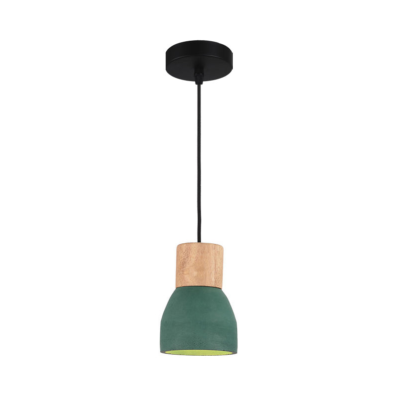 Black/Red/Green Bowl Small Drop Pendant Nordic 1 Head Cement Ceiling Hang Light with Wood Socket Clearhalo 'Ceiling Lights' 'Modern Pendants' 'Modern' 'Pendant Lights' 'Pendants' Lighting' 1981939