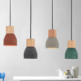 Black/Red/Green Bowl Small Drop Pendant Nordic 1 Head Cement Ceiling Hang Light with Wood Socket Grey Clearhalo 'Ceiling Lights' 'Modern Pendants' 'Modern' 'Pendant Lights' 'Pendants' Lighting' 1981940