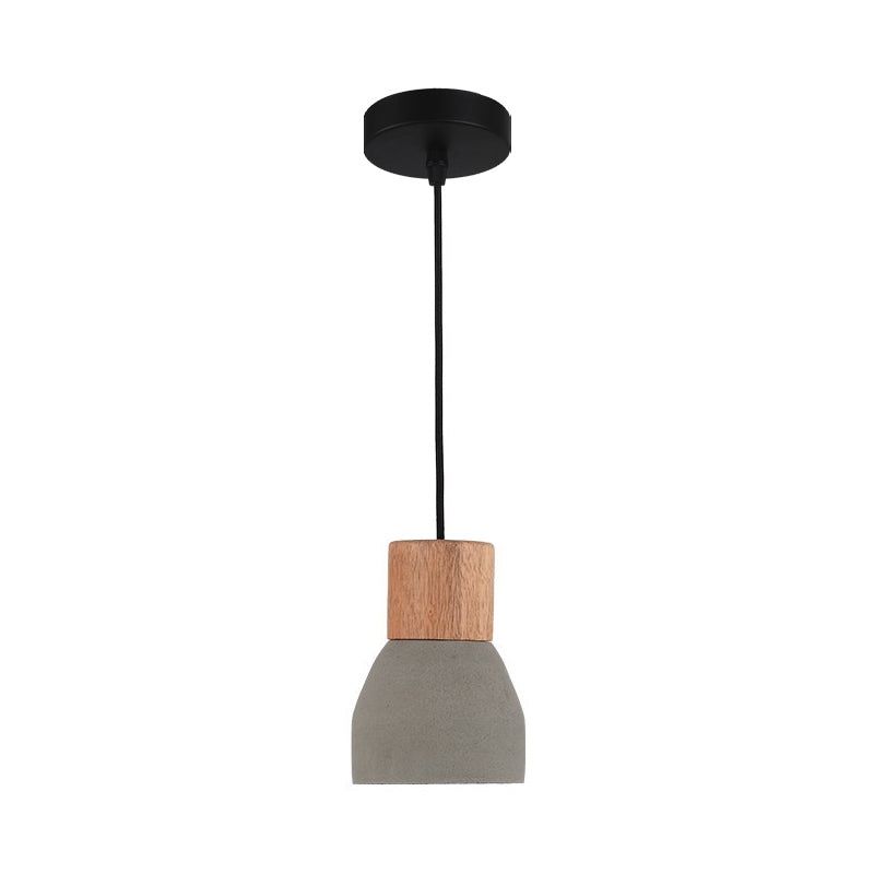Black/Red/Green Bowl Small Drop Pendant Nordic 1 Head Cement Ceiling Hang Light with Wood Socket Clearhalo 'Ceiling Lights' 'Modern Pendants' 'Modern' 'Pendant Lights' 'Pendants' Lighting' 1981941