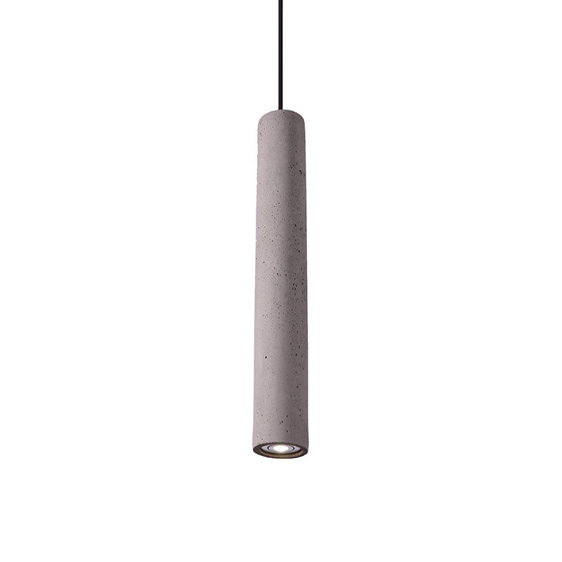 Minimalist Tube Pendant Light Kit Cement 10"/19.5" Tall LED Bedroom Hanging Lamp in Grey Clearhalo 'Ceiling Lights' 'Modern Pendants' 'Modern' 'Pendant Lights' 'Pendants' Lighting' 1981944