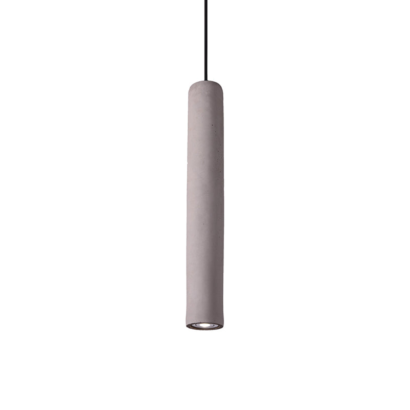 Minimalist Tube Pendant Light Kit Cement 10"/19.5" Tall LED Bedroom Hanging Lamp in Grey Clearhalo 'Ceiling Lights' 'Modern Pendants' 'Modern' 'Pendant Lights' 'Pendants' Lighting' 1981947