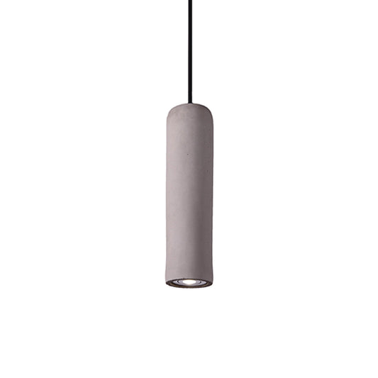 Minimalist Tube Pendant Light Kit Cement 10"/19.5" Tall LED Bedroom Hanging Lamp in Grey Clearhalo 'Ceiling Lights' 'Modern Pendants' 'Modern' 'Pendant Lights' 'Pendants' Lighting' 1981951