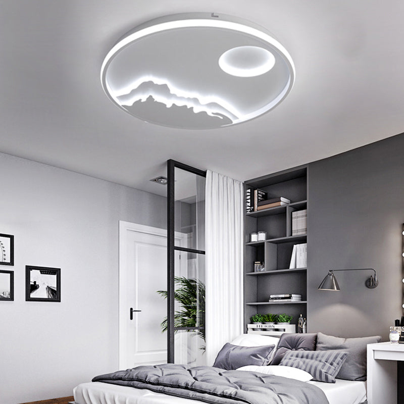 Acrylic Sun Mountain View Ceiling Lamp Contemporary LED Ceiling Mount Light in White for Bathroom White Clearhalo 'Ceiling Lights' 'Close To Ceiling Lights' 'Close to ceiling' 'Flush mount' Lighting' 198210