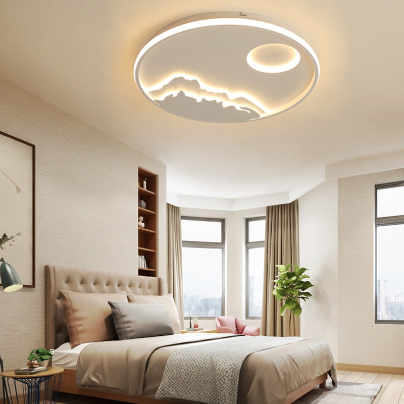 Acrylic Sun Mountain View Ceiling Lamp Contemporary LED Ceiling Mount Light in White for Bathroom Clearhalo 'Ceiling Lights' 'Close To Ceiling Lights' 'Close to ceiling' 'Flush mount' Lighting' 198211