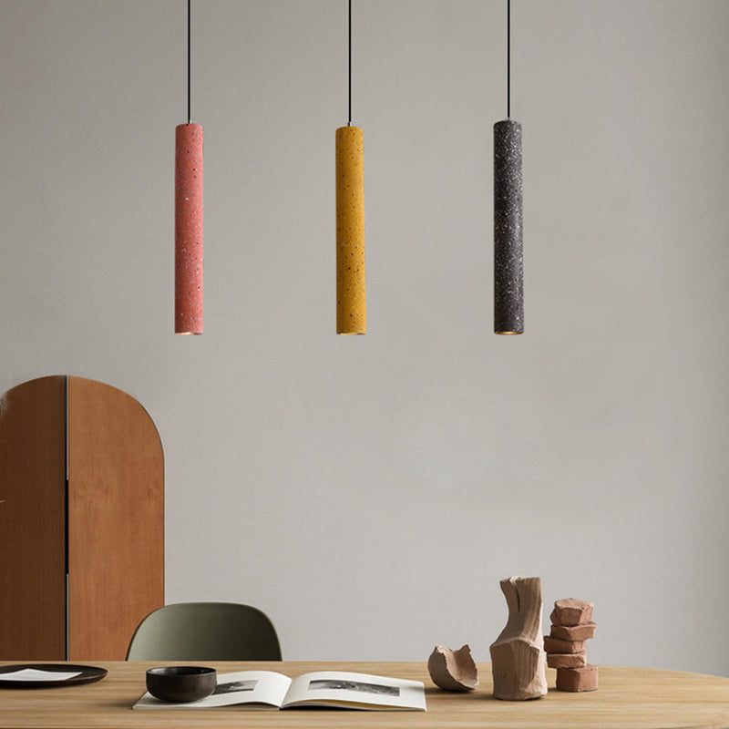 Fluted Dining Room Pendant Lamp Loft Style Terrazzo White/Yellow/Blue LED Hanging Ceiling Light Red Clearhalo 'Ceiling Lights' 'Modern Pendants' 'Modern' 'Pendant Lights' 'Pendants' Lighting' 1982152
