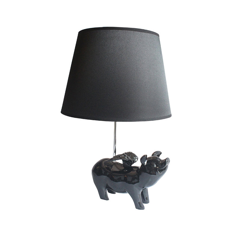 Contemporary Piggy Study Light 1 Light Resin Desk Light with Trapezoid Shade for Bedside Clearhalo 'Lamps' 'Table Lamps' Lighting' 198217