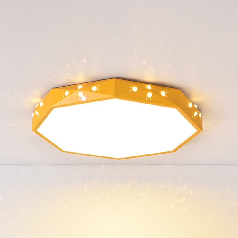 Macaron Style Hollow Octagon Flush Mount Light Acrylic LED Ceiling Lamp for Child Bedroom Clearhalo 'Ceiling Lights' 'Close To Ceiling Lights' 'Close to ceiling' Lighting' 198236