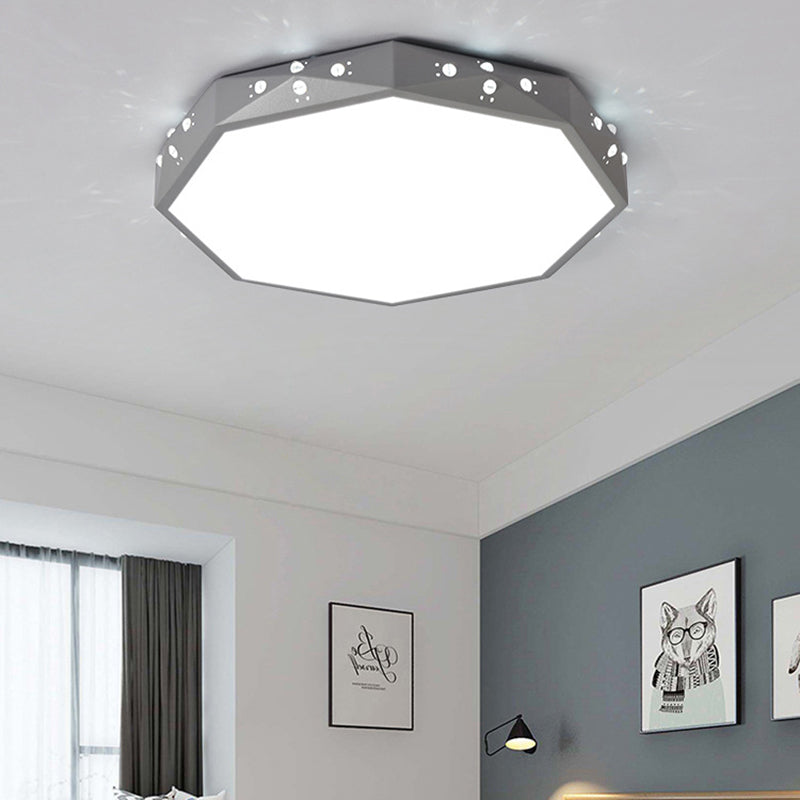 Macaron Style Hollow Octagon Flush Mount Light Acrylic LED Ceiling Lamp for Child Bedroom Grey Clearhalo 'Ceiling Lights' 'Close To Ceiling Lights' 'Close to ceiling' Lighting' 198238