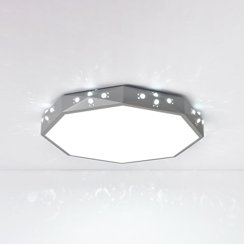 Macaron Style Hollow Octagon Flush Mount Light Acrylic LED Ceiling Lamp for Child Bedroom Clearhalo 'Ceiling Lights' 'Close To Ceiling Lights' 'Close to ceiling' Lighting' 198239