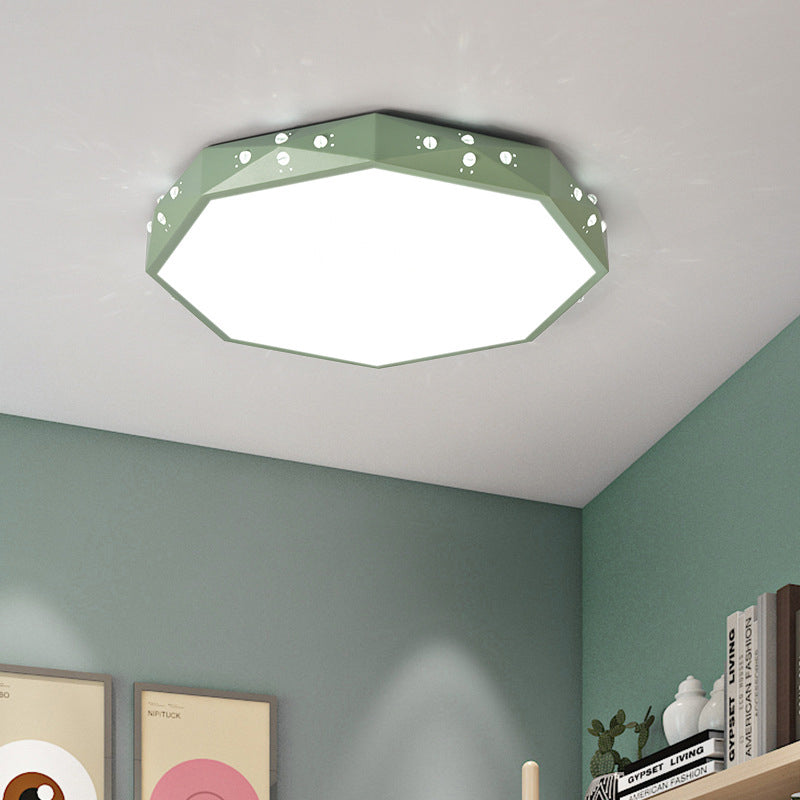 Macaron Style Hollow Octagon Flush Mount Light Acrylic LED Ceiling Lamp for Child Bedroom Green Clearhalo 'Ceiling Lights' 'Close To Ceiling Lights' 'Close to ceiling' Lighting' 198241