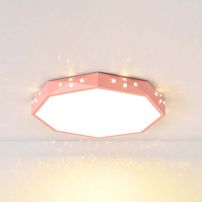 Macaron Style Hollow Octagon Flush Mount Light Acrylic LED Ceiling Lamp for Child Bedroom Clearhalo 'Ceiling Lights' 'Close To Ceiling Lights' 'Close to ceiling' Lighting' 198248