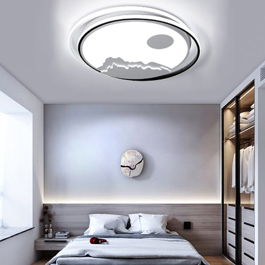 Kid Bedroom Mountain Sun Ceiling Light Acrylic Modern White LED Ceiling Mount Light Black White Clearhalo 'Ceiling Lights' 'Close To Ceiling Lights' 'Close to ceiling' 'Flush mount' Lighting' 198250