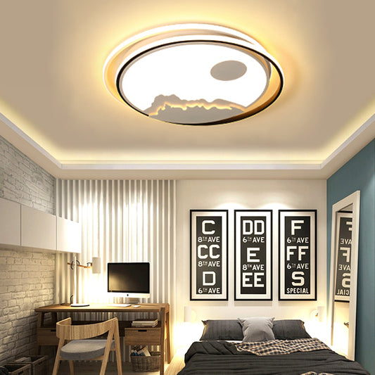 Kid Bedroom Mountain Sun Ceiling Light Acrylic Modern White LED Ceiling Mount Light Black Warm Clearhalo 'Ceiling Lights' 'Close To Ceiling Lights' 'Close to ceiling' 'Flush mount' Lighting' 198251